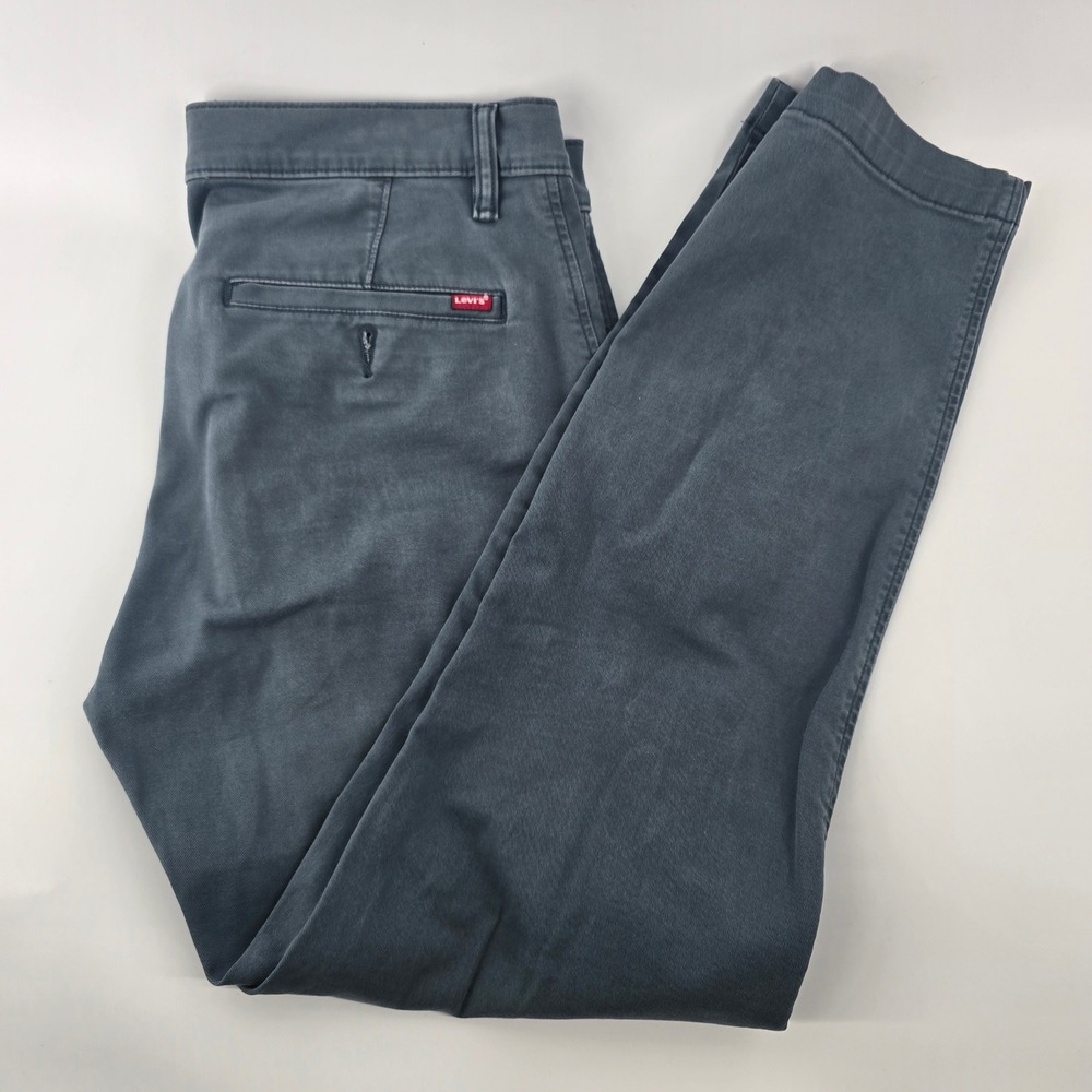 Levis XX Chino Pants Mens 32 Slate Blue Standard Taper Stretch Cotton Trousers